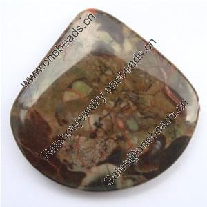 Gemstone pendant, picasso jasper, not drilled fan, 45x45x6mm, Sold by PC
