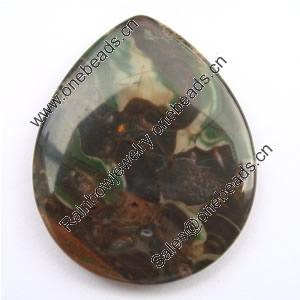 Gemstone pendant, picasso jasper, not drilled flat teardrop, 50x40x6mm, Sold by PC