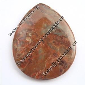 Gemstone pendant, picasso jasper, not drilled flat teardrop, 50x40x6mm, Sold by PC 