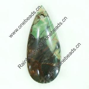 Gemstone pendant, picasso jasper, flat teardorp, 25x62x6mm, Sold by PC