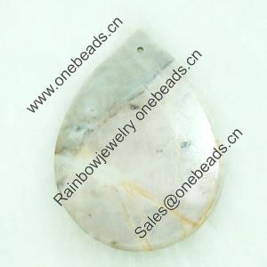 Gemstone pendant, picasso jasper, plane flat teardorp, 40x50x6mm, Sold by PC