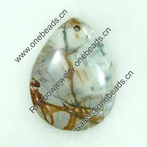 Gemstone pendant, picasso jasper, flat teardorp, 40x50x6mm, Sold by PC