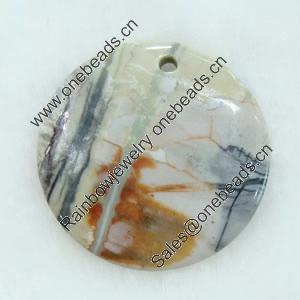 Gemstone pendant, picasso jasper, coin, 45x45x6mm, Sold by PC 