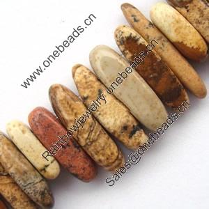 Gemstone beads, picture jasper, tusk, 11-22mm, Sold per 16-inch Strand 