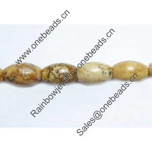 Gemstone beads, pictuer jasper, rice, 6x9mm, Sold per 16-inch Strand 