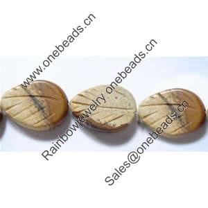 Gemstone beads, picture, leaf, 15x20mm, Sold per 16-inch Strand 