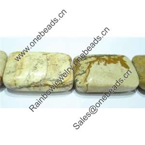 Gemstone beads, picture jasper, rectangle, 18x26mm, Sold per 16-inch Strand 