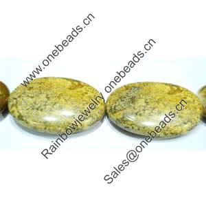 Gemstone beads, picture jasper, oval, 30x40mm, Sold per 16-inch Strand 