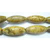 Gemstone beads, picture jasper, rice, 10x25mm, Sold per 16-inch Strand 