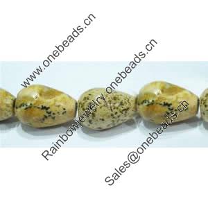 Gemstone beads, picture jasper, horizontal drilled teardrop, 10x14mm, Sold per 16-inch Strand