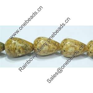 Gemstone beads, picture jasper, horizontal drilled teardrop, 8x12mm, Sold per 16-inch Strand 
