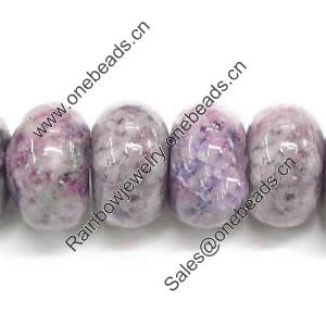 Gemstone beads, purple bloom, roundel, 10x14mm, Sold per 16-inch Strand