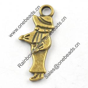 Pendant/Charm, Zinc Alloy Jewelry Findings, Lead-free, 28x11mm，Sold by Bag