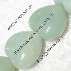 Gemstone beads, Chinese amazonite(solid color), puff heart, 10x20mm, Sold per 16-inch Strand