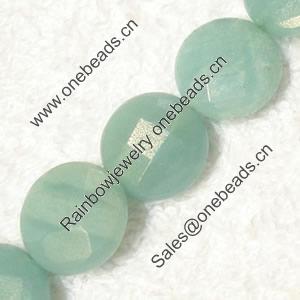 Gemstone beads, Chinese amazonite(solid color), faceted coin, 12mm, Sold per 16-inch Strand