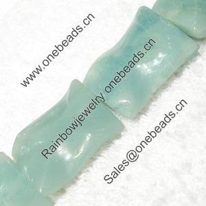 Gemstone beads, Chinese amazonite(solid color), wave rectangle, 20x25mm, Sold per 16-inch Strand