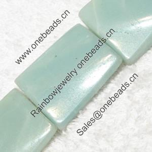 Gemstone beads, Chinese amazonite(solid color), twist rectangle, 25x30mm, Sold per 16-inch Strand