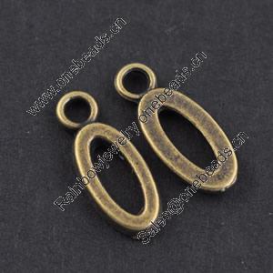 Pendant/Charm, Zinc Alloy Jewelry Findings, Lead-free, Letters 17x7mm，Sold by Bag
