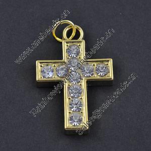 Zinc alloy Jewelry Charm/Connector with rhinestone, Lead-free, 27x39mm, Sold by Bag
