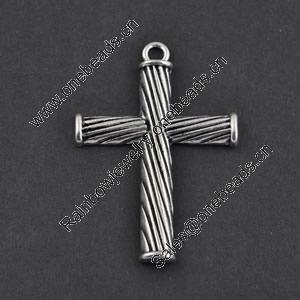 Pendant/Charm, Zinc Alloy Jewelry Findings, Lead-free, Cross 42x56x7mm，Sold by Bag