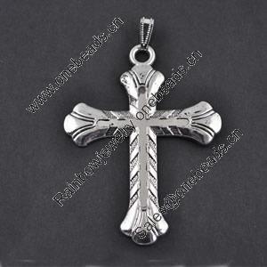 Pendant/Charm, Zinc Alloy Jewelry Findings, Lead-free, Cross 67x48x7mm，Sold by Bag