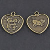 Pendant/Charm, Zinc Alloy Jewelry Findings, Lead-free,Heart 18mm，Sold by Bag