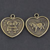 Pendant/Charm, Zinc Alloy Jewelry Findings, Lead-free,Heart 18mm，Sold by Bag
