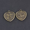 Pendant/Charm, Zinc Alloy Jewelry Findings, Lead-free,Heart 18mm，Sold by Bag