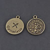 Pendant/Charm, Zinc Alloy Jewelry Findings, Lead-free,Flat Round 18mm，Sold by Bag