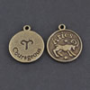 Pendant/Charm, Zinc Alloy Jewelry Findings, Lead-free,Flat Round 18mm，Sold by Bag