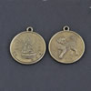 Pendant/Charm, Zinc Alloy Jewelry Findings, Lead-free, Flat Round 25mm，Sold by Bag