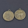 Pendant/Charm, Zinc Alloy Jewelry Findings, Lead-free, Flat Round 25mm，Sold by Bag