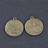 Pendant/Charm, Zinc Alloy Jewelry Findings, Lead-free, Flat Round 25mm，Sold by Bag