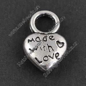 Pendant/Charm, Zinc Alloy Jewelry Findings, Lead-free, 9x14x3mm，Sold by Bag
