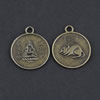Pendant/Charm, Zinc Alloy Jewelry Findings, Lead-free, Flat Round 22x27mm，Sold by Bag