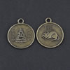 Pendant/Charm, Zinc Alloy Jewelry Findings, Lead-free, Flat Round 22x27mm，Sold by Bag