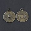 Pendant/Charm, Zinc Alloy Jewelry Findings, Lead-free, Flat Round 22x27mm，Sold by Bag