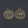 Pendant/Charm, Zinc Alloy Jewelry Findings, Lead-free, Flat Round 22x27mm，Sold by Bag