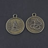 Pendant/Charm, Zinc Alloy Jewelry Findings, Lead-free, Flat Round 22x27mm，Sold by Bag