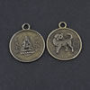 Pendant/Charm, Zinc Alloy Jewelry Findings, Lead-free, Flat Round 22x27mm，Sold by Bag