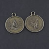 Pendant/Charm, Zinc Alloy Jewelry Findings, Lead-free, Flat Round 22x27mm，Sold by Bag