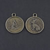 Pendant/Charm, Zinc Alloy Jewelry Findings, Lead-free, Flat Round 22x27mm，Sold by Bag