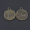 Pendant/Charm, Zinc Alloy Jewelry Findings, Lead-free, Flat Round 22x27mm，Sold by Bag