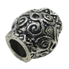 European Style Beads, Zinc Alloy Jewelry Findings, Lead-free, 12x12mm Hole:5mm, Sold by PC