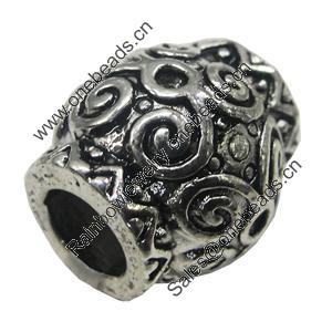 European Style Beads, Zinc Alloy Jewelry Findings, Lead-free, 12x12mm Hole:5mm, Sold by PC