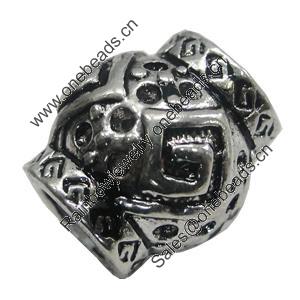 European Style Beads, Zinc Alloy Jewelry Findings, Lead-free, 13x12mm Hole:5mm, Sold by PC