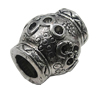 European Style Beads, Zinc Alloy Jewelry Findings, Lead-free, 13x12mm Hole:5mm, Sold by PC