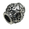 European Style Beads, Zinc Alloy Jewelry Findings, Lead-free, 13x12mm Hole:5mm, Sold by PC