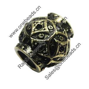 European Style Beads, Zinc Alloy Jewelry Findings, Lead-free, 12x13mm Hole:5mm, Sold by PC