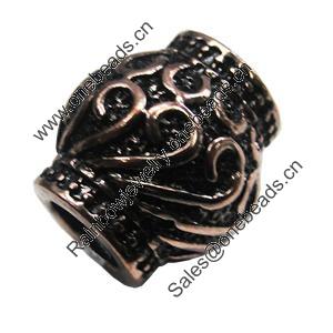 European Style Beads, Zinc Alloy Jewelry Findings, Lead-free, 13x13mm Hole:5mm, Sold by PC